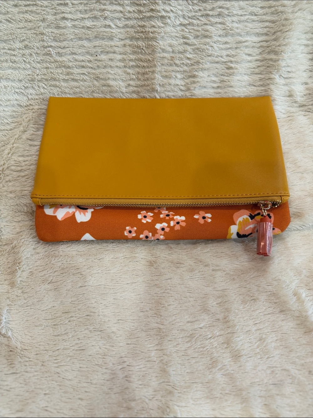 Rachel Pally Mustard and Orange Floral Fold-Over Clutch